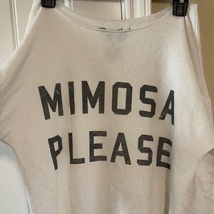 Recycled Karma White Long Sleeve "Mimosa Please" Tee
